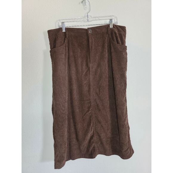 Fall staple brown corduroy midi skirt by Cider Sz 1X - Picture 1 of 5